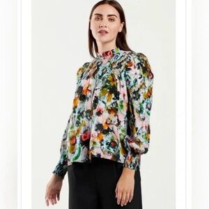 Marie Oliver Silk Floral Multicolor Women's Top